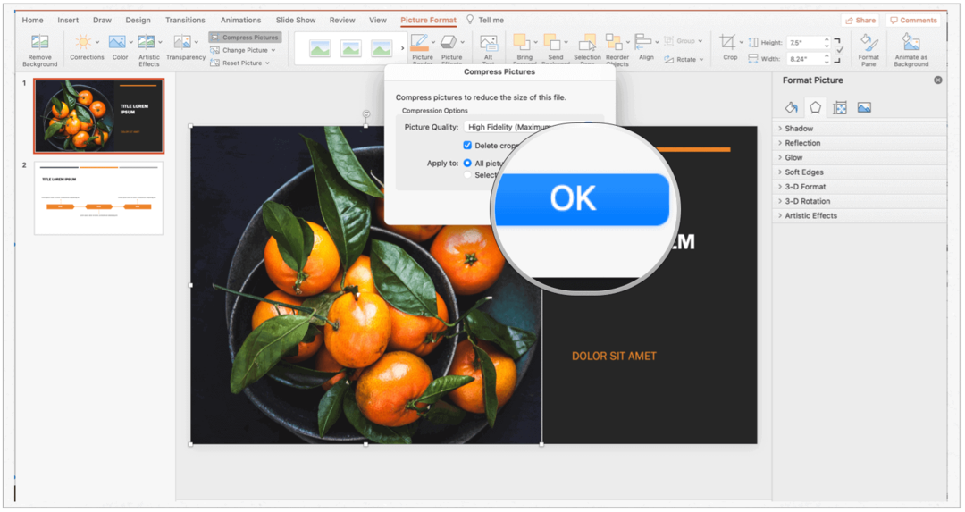 PowerPoint Mac-komprimeringsvalg