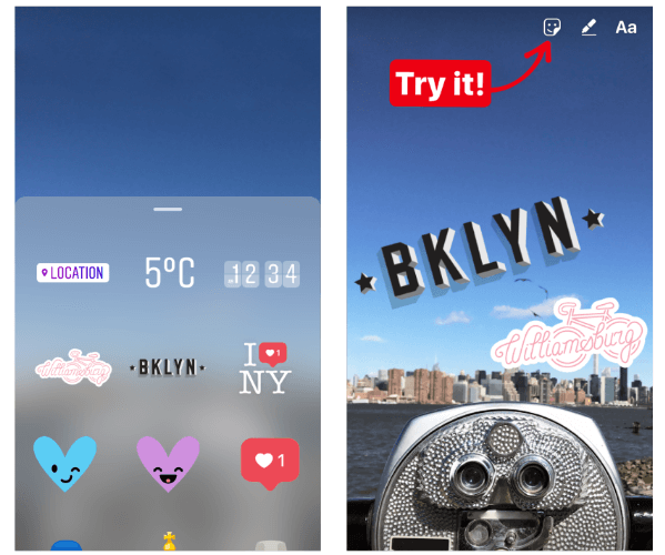 Instagram rullet ut en tidlig versjon av geostickers i Instagram Stories for New York City og Jakarta. 