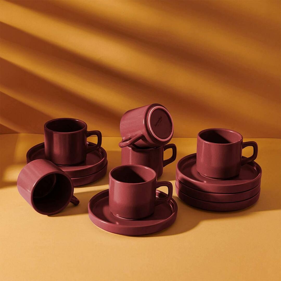 Keramika stablebart tekoppsett med 12 deler