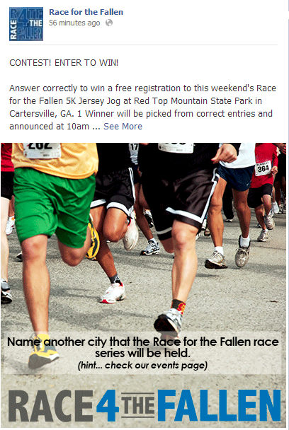 race for the fallen facebook gi bort oppdatering