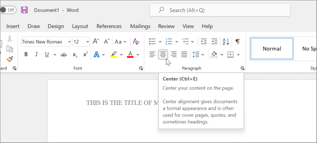 skriv i tittelformat apa style i Microsoft Word