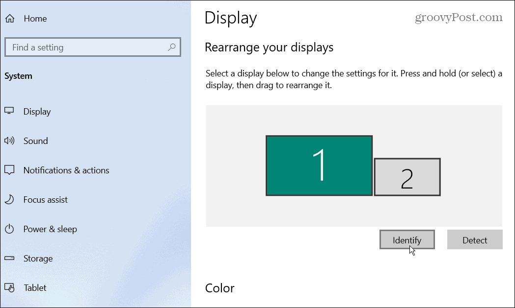 identifisere skjermer Windows 10