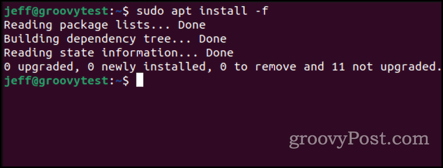 ubuntu apt install for å fikse ødelagte pakker