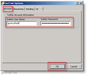 Twitter i Outlook: Konfigurer OutTwit