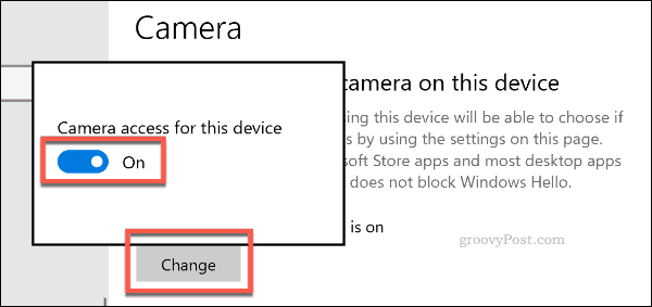 Deaktiver kameratilgang på Windows 10