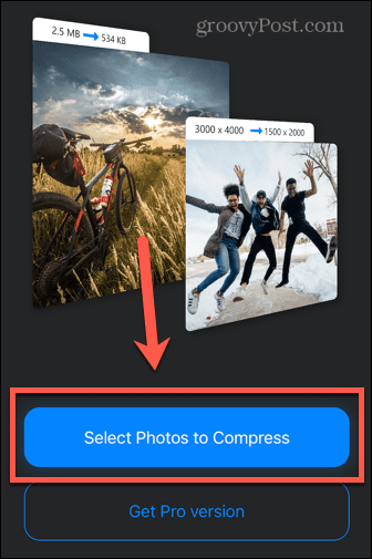 komprimere bilder app velg bilder