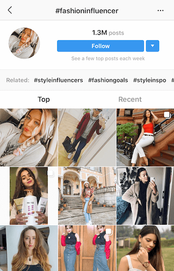 Instagram hashtag søk etter potensielle påvirkere å samarbeide med