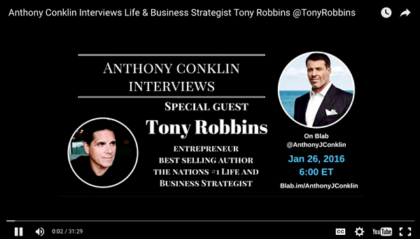 anthony conklin intervjuer tony robbins blab lastet opp til youtube