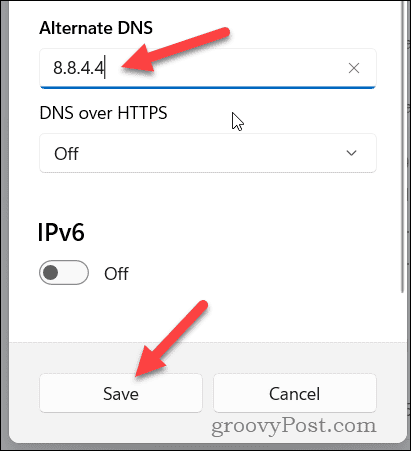 Angi alternative DNS-innstillinger i Windows 11