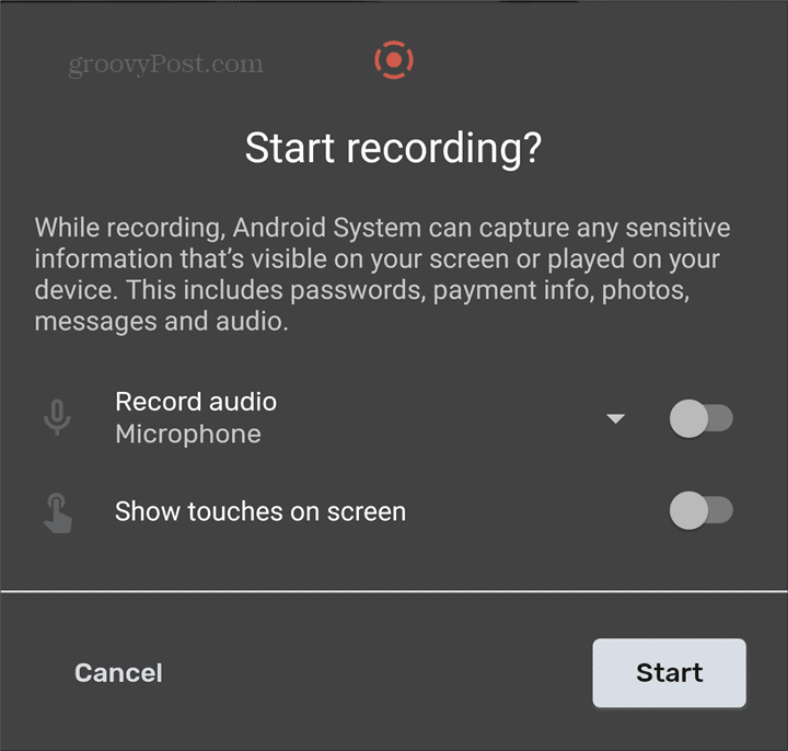 Android Screen Recorder start
