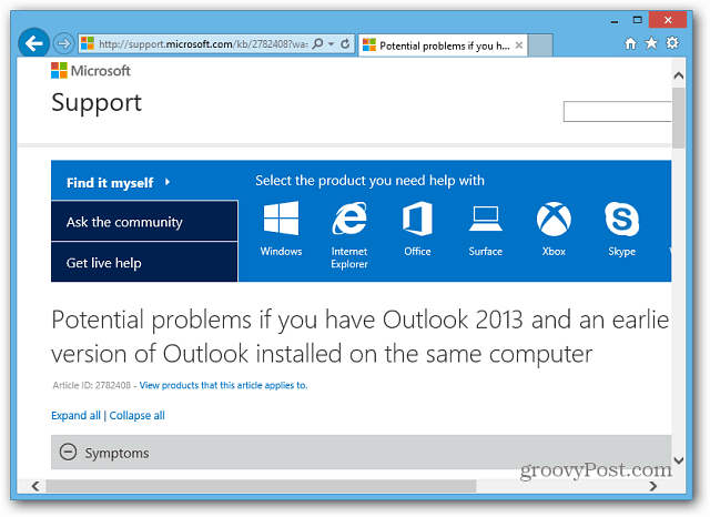 Microsofts supportside