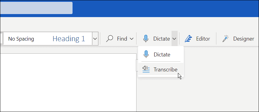 transkribere en ausio-fil til Microsoft Word