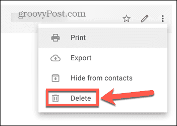 gmail slette kontakt