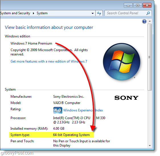 Finn 64-biters eller 32-bitersversjoner av Windows 7