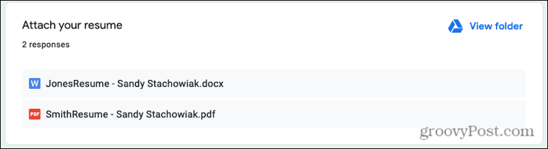 Lastede filer i Google Forms