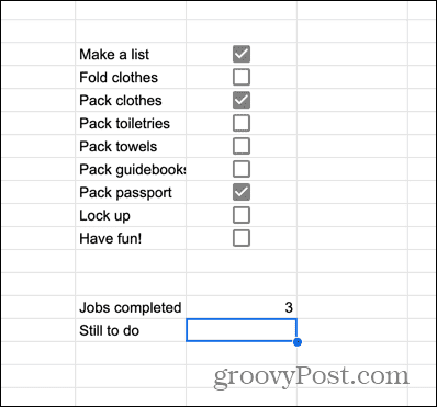 google sheets valgt celle