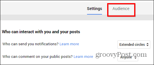 Google+ poster publikum for begrensningsinnstillinger