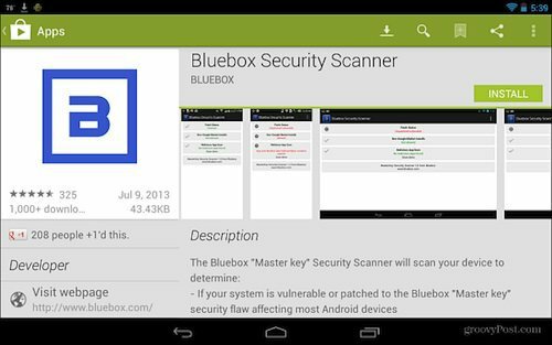 Bluebox Security Scanner Sjekker om Android-en er oppdatert for "Master Key" -utnyttelsen
