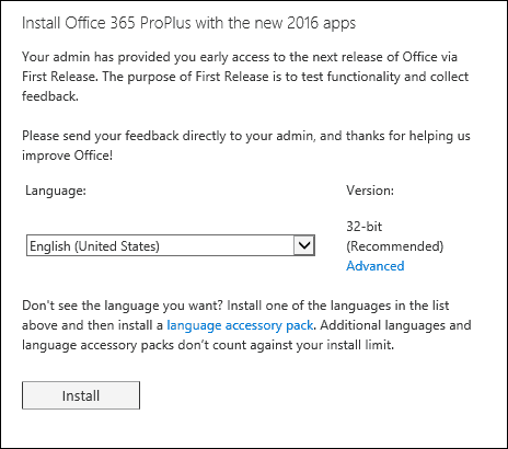 Microsoft bytter til Office 2016 Bare for Office 365 Business Kom 28. februar