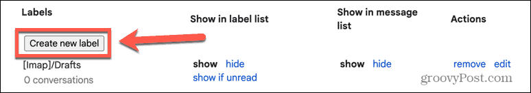gmail opprette ny etikett-knapp