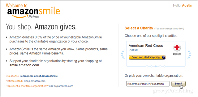 Doner til din favoritt veldedighet med Amazon Smile