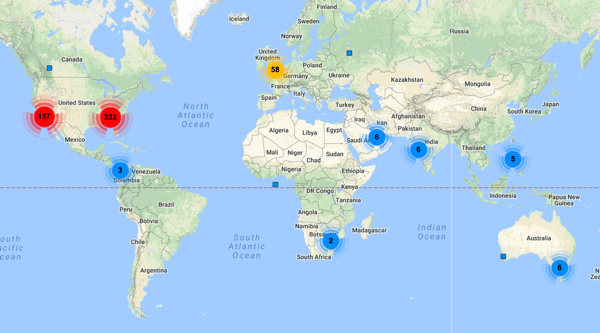 Se kartlagte steder for Twitter-følgere av denne kontoen.