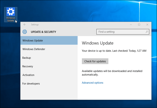 Windows Update Shortcut
