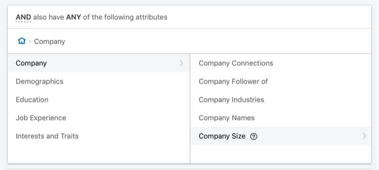 målrette LinkedIn-annonser basert på bedriftsstørrelse
