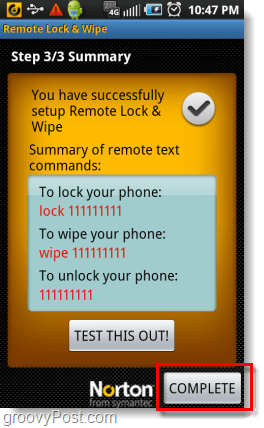 tørk av Android-telefonen ved hjelp av en tekstmelding