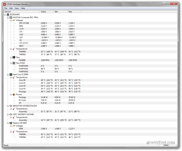 Overvåk din Windows PC med HWMonitor