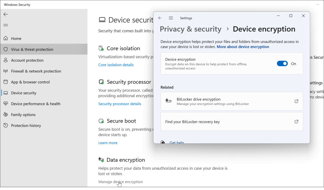 enhetskryptering bruk Windows-sikkerhet på Windows 11 for optimal beskyttelse