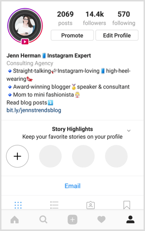 Instagram-historiehøydepunkter på profilen
