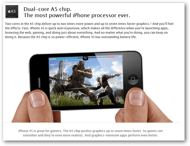 iPhone 4S dual core prosessor