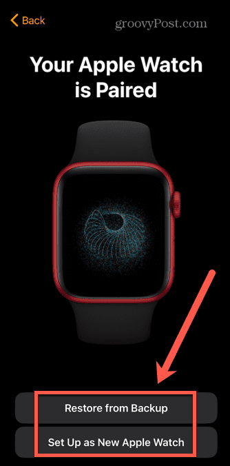Apple Watch gjenoppretting fra sikkerhetskopi