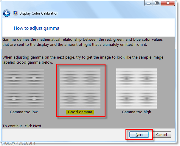 prøv å matche windows 7 eksempel gamma image