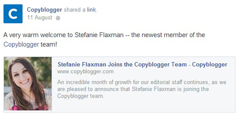 copyblogger facebook-oppdatering