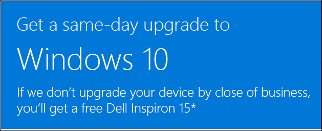Microsoft tilbyr gratis Dell-PC hvis de ikke kan oppgradere deg til Windows 10 på en dag