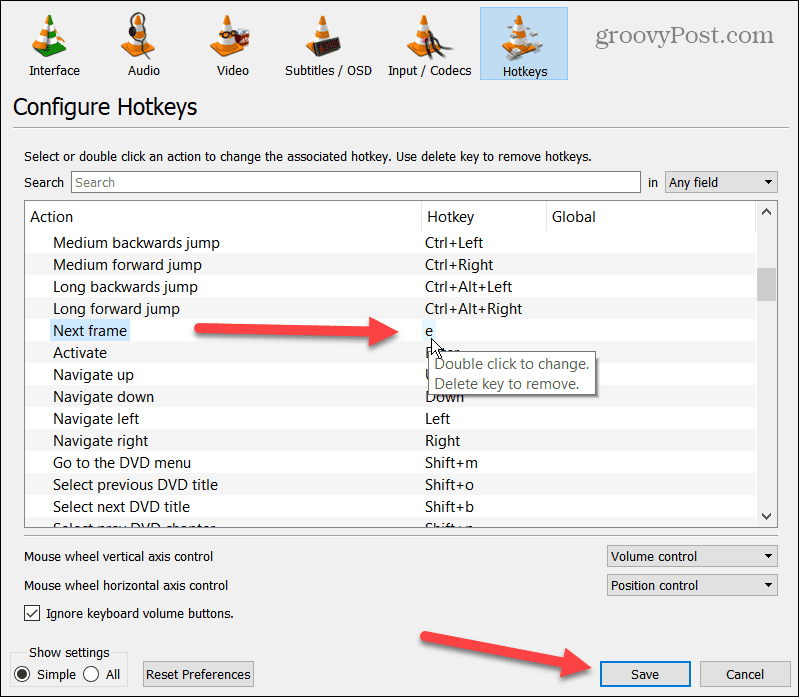 Flytt video i VLC Frame-by-Frame