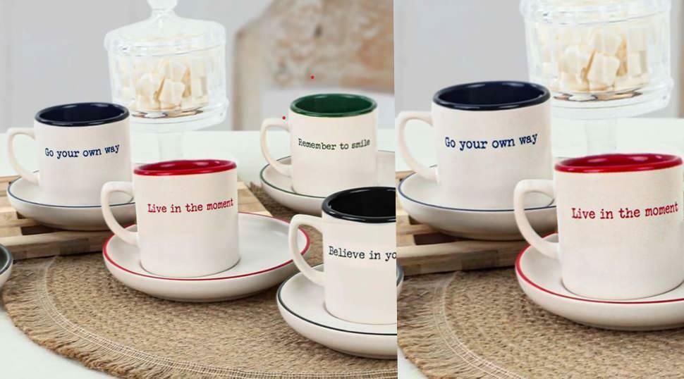 Keramika Nordic 12-delers motto kaffekoppsett