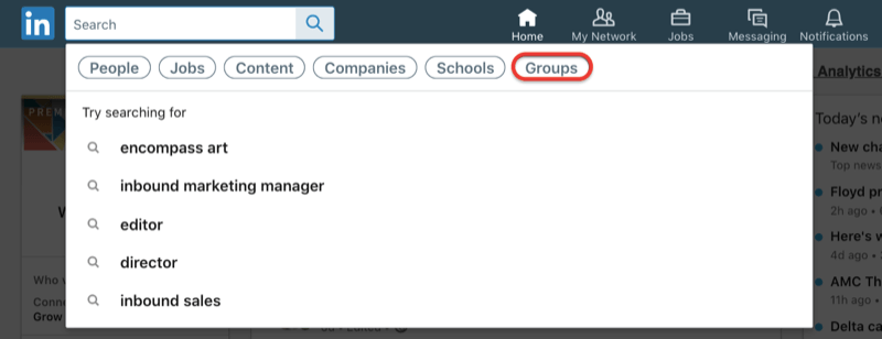 søk etter LinkedIn-grupper