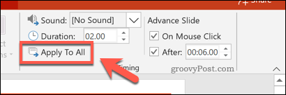 Bruke lysbildetidspunkt på alle lysbildene i PowerPoint
