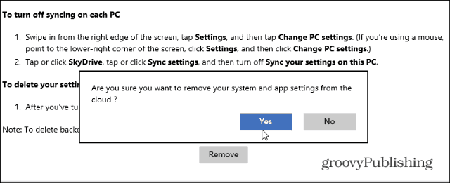 Fjern synkroniserte data fra SkyDrive i Windows 8.1