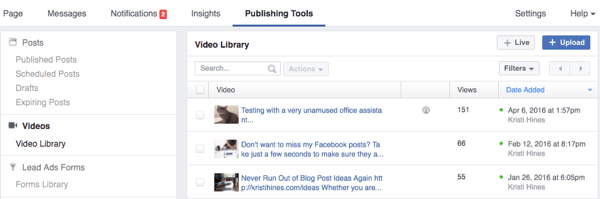 facebook publiseringsverktøy video