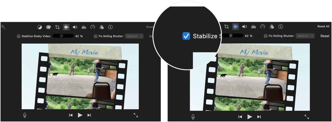 iMovie stabiliserer