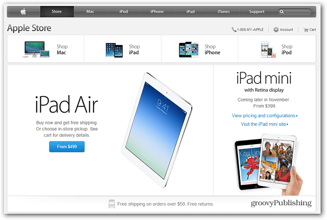 Apple Store har nå den nye iPad Air tilgjengelig