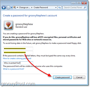 hvordan lage et nytt passord for en Windows 7 brukerkonto