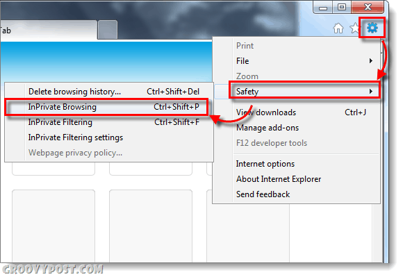 start inprivate surfing i internet explorer 9