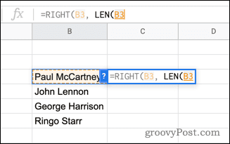 Bruke LEN-funksjonen i Google Sheets