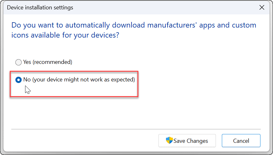 Deaktiver automatisk driverinstallasjon på Windows 11