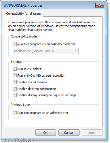 hvordan du justerer kompatibilitetsinnstillinger for alle Windows 7-brukere